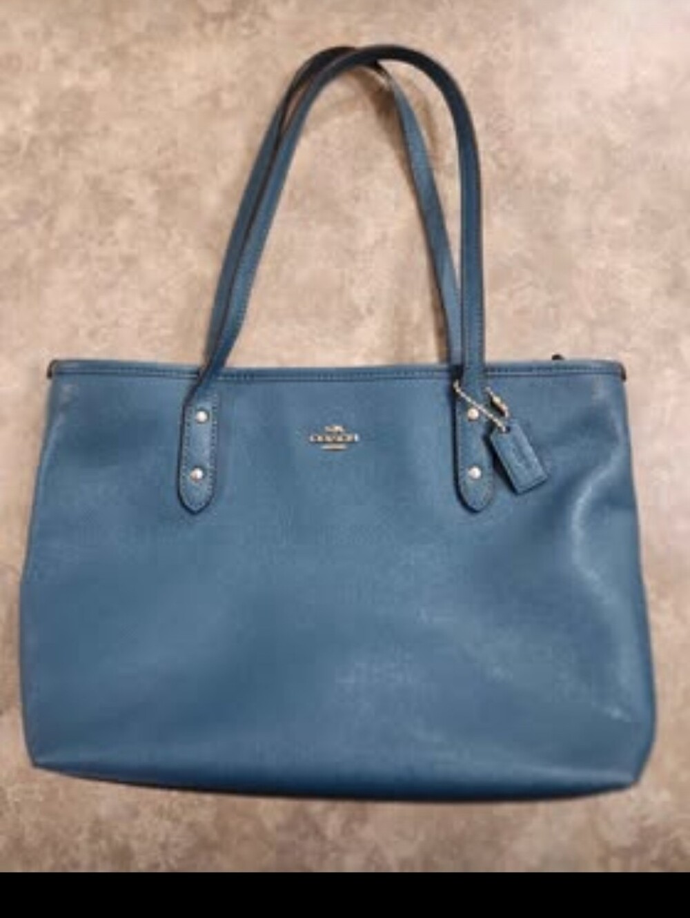 Coach Teal Leather Tote with Gold Logo Accent $80